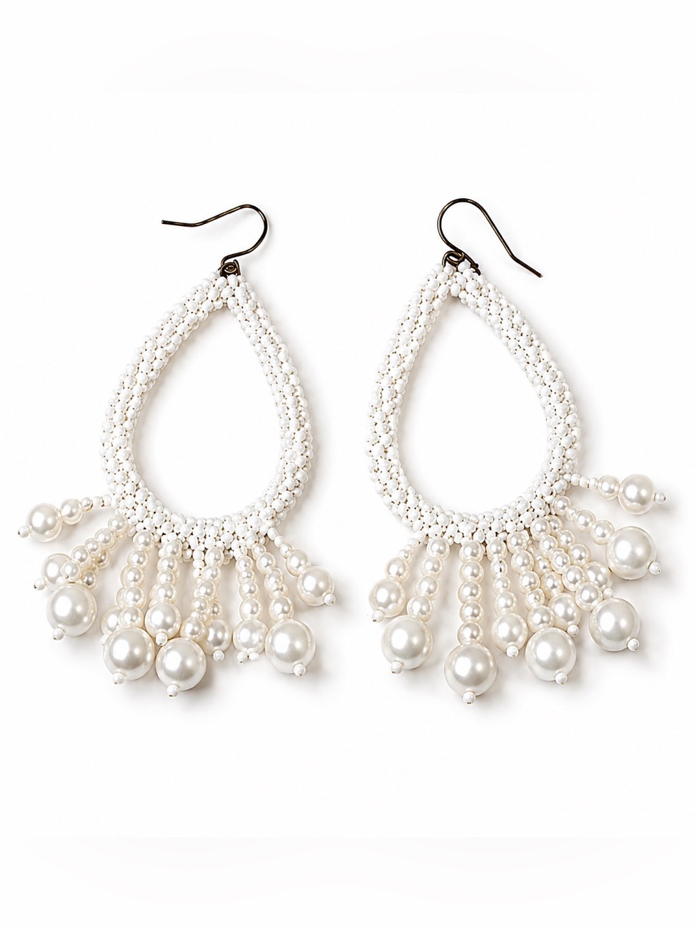 White Pearl Statement Earrings